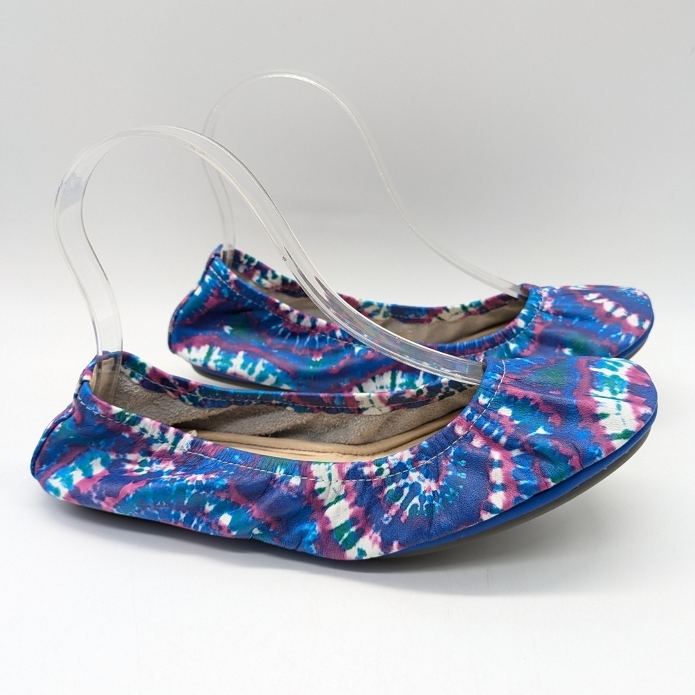 The Storehouse Flats Fold Up Slip On Leather Shoe Tidal Pool Blue Purple Tie Dye